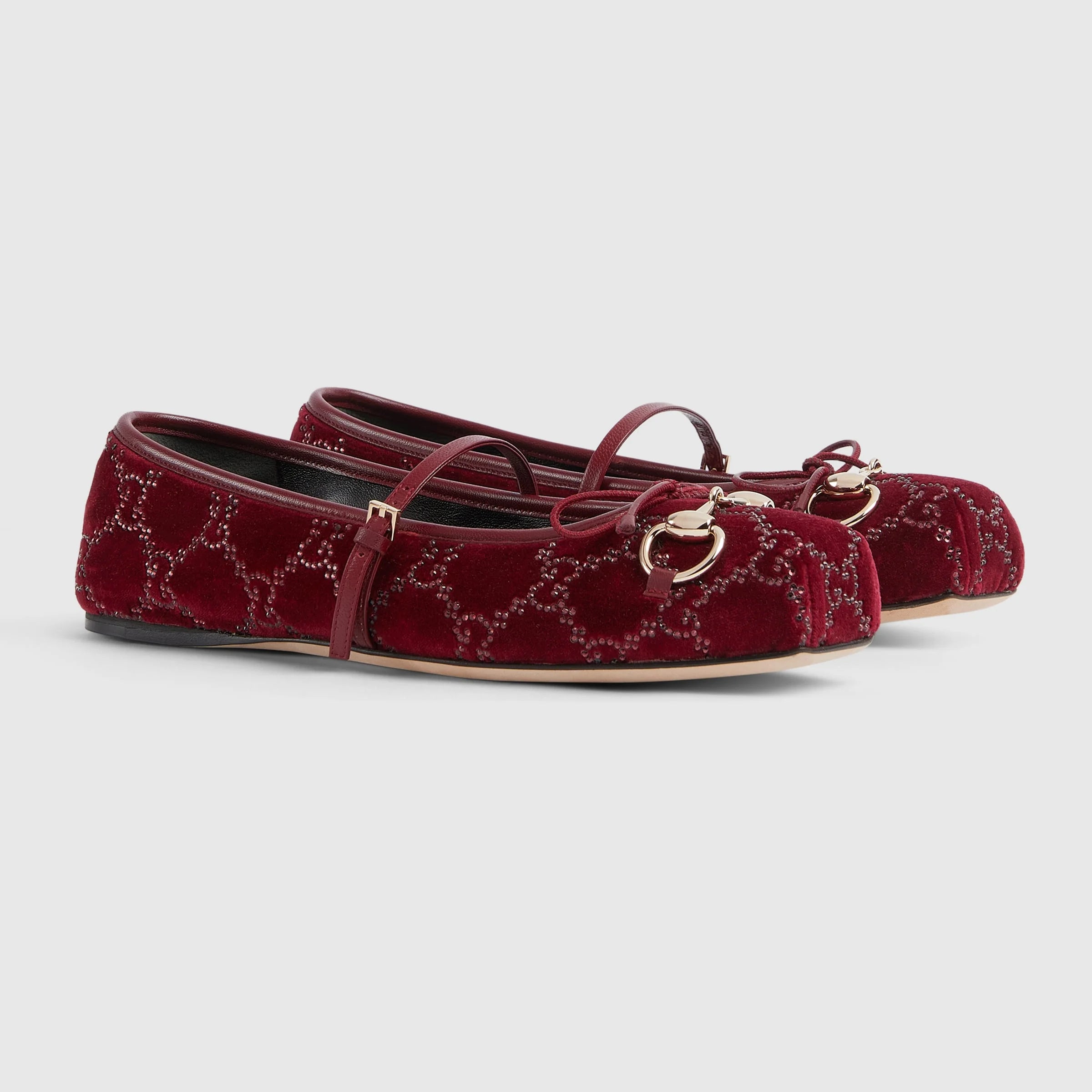 Gucci Horsebit GG Crystal Flats