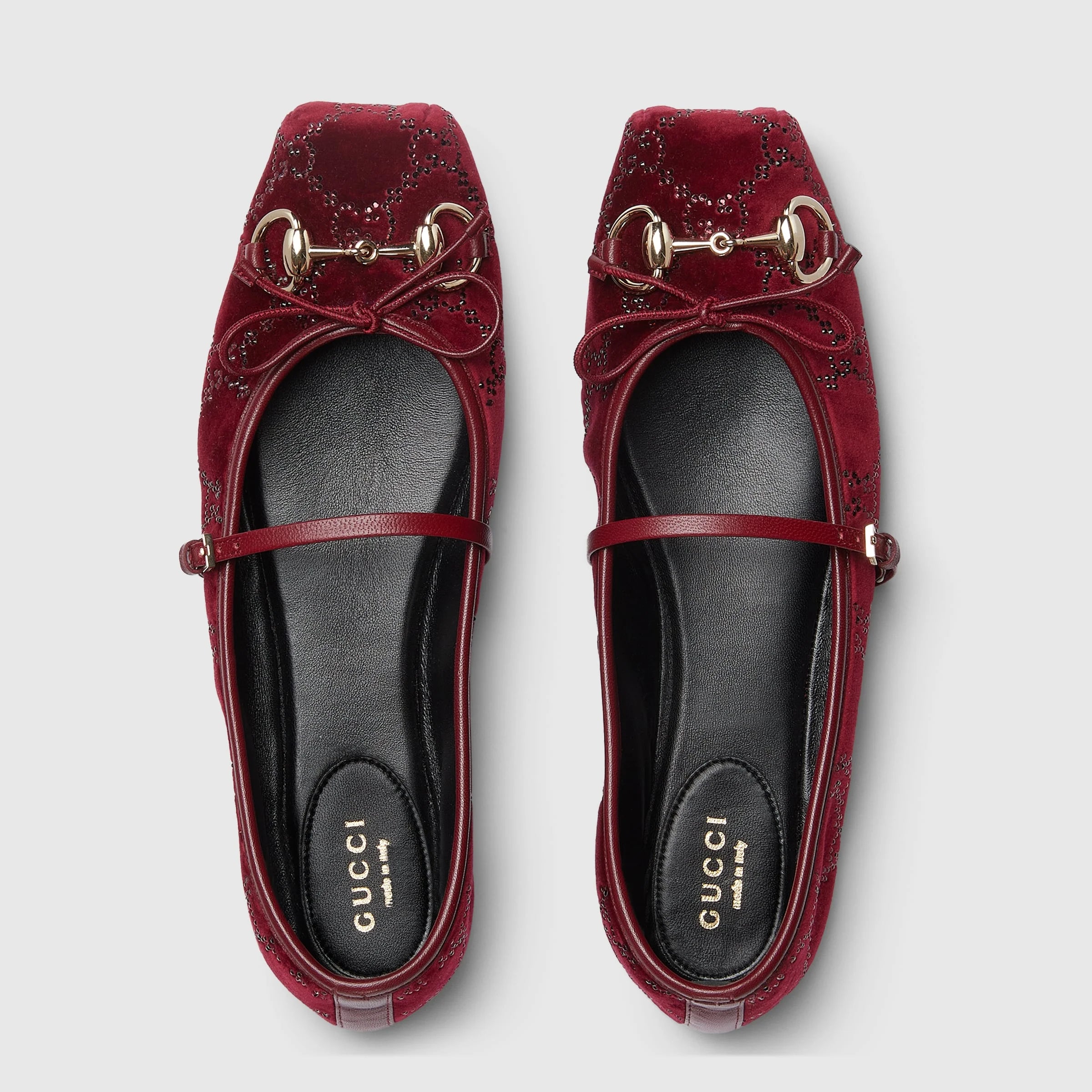 Gucci Horsebit GG Crystal Flats