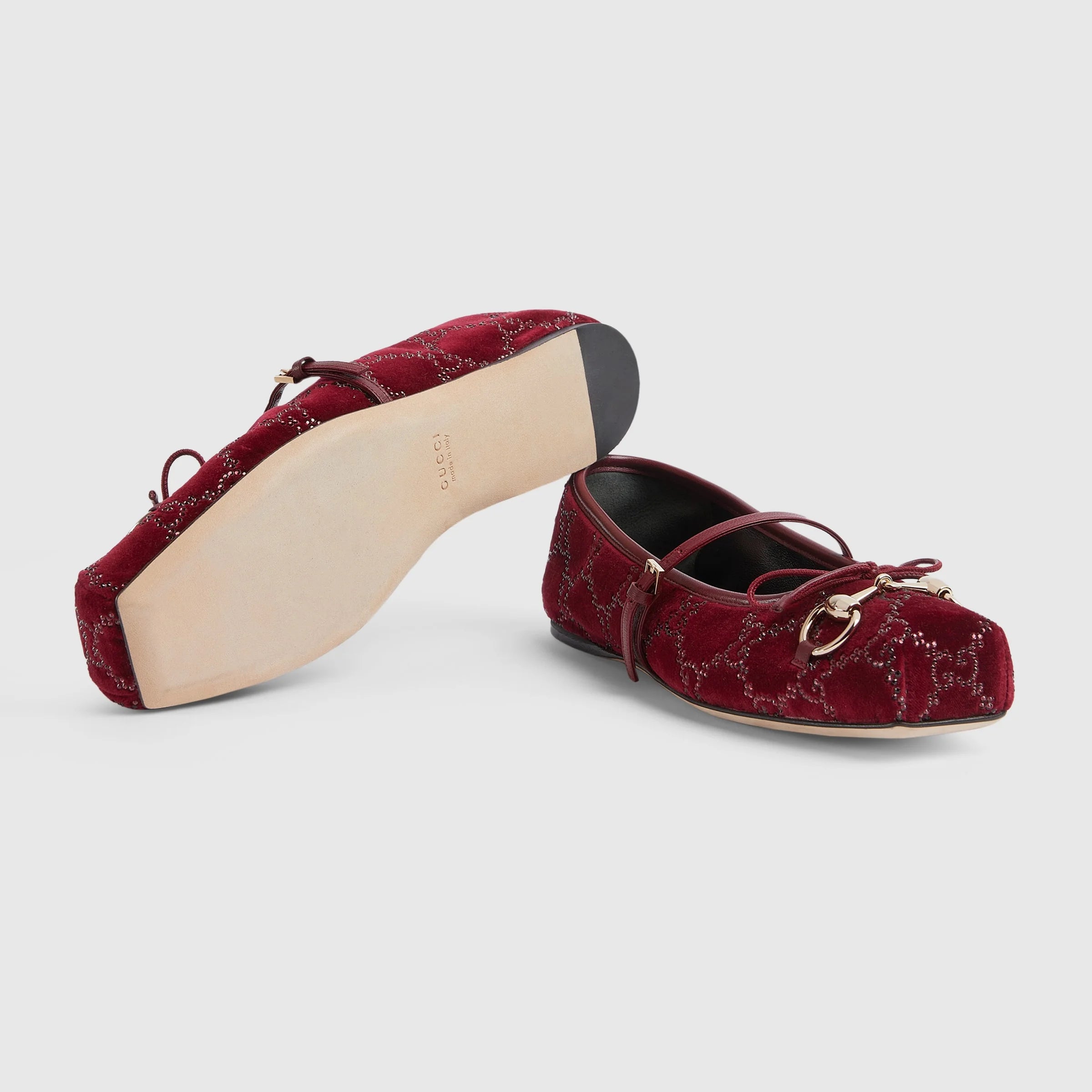 Gucci Horsebit GG Crystal Flats