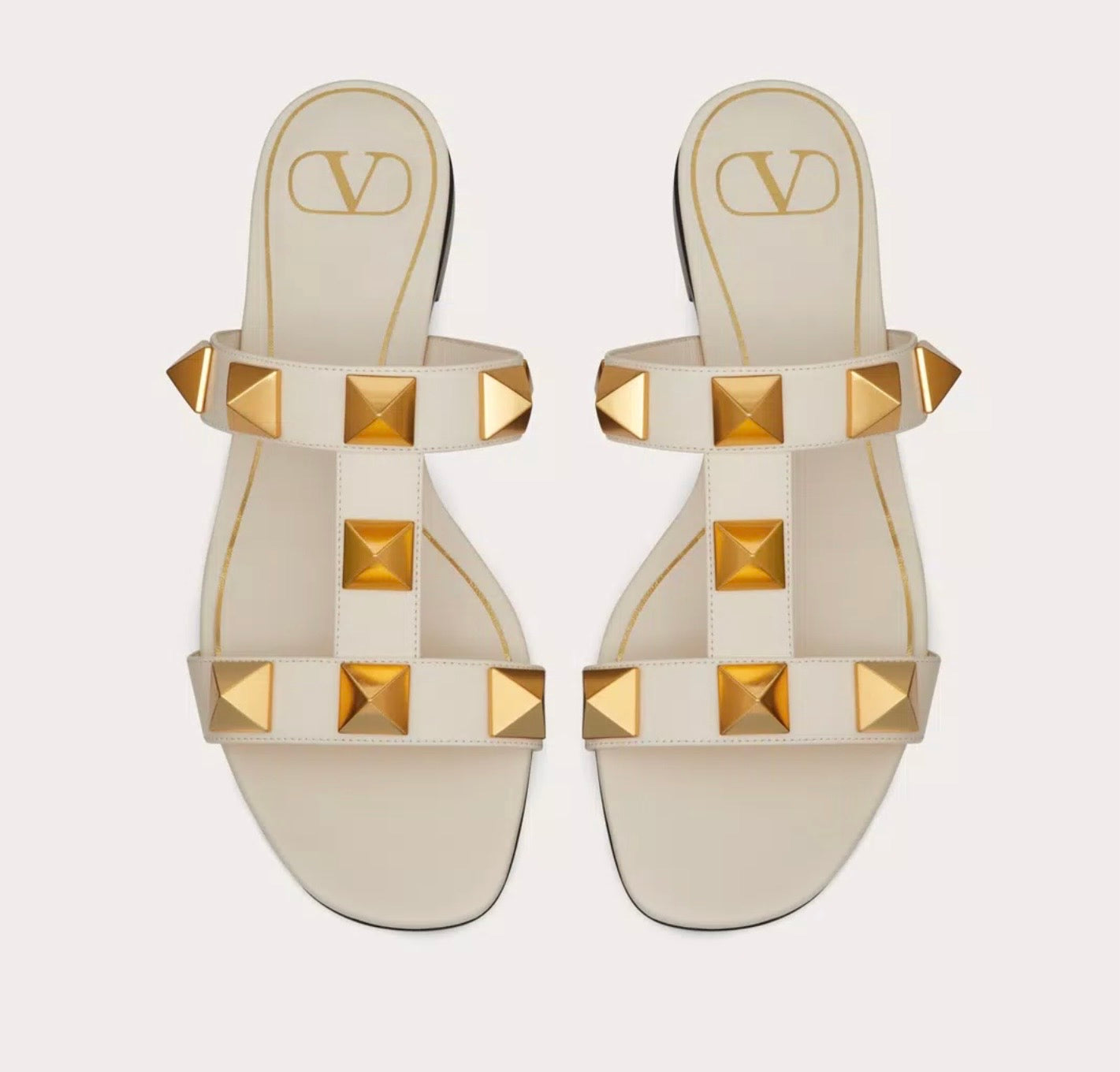 Valentino Flat Roman Stud Slide Sandal