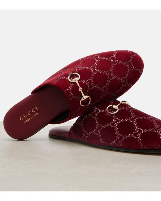 Gucci Horsebit GG Crystal Mules