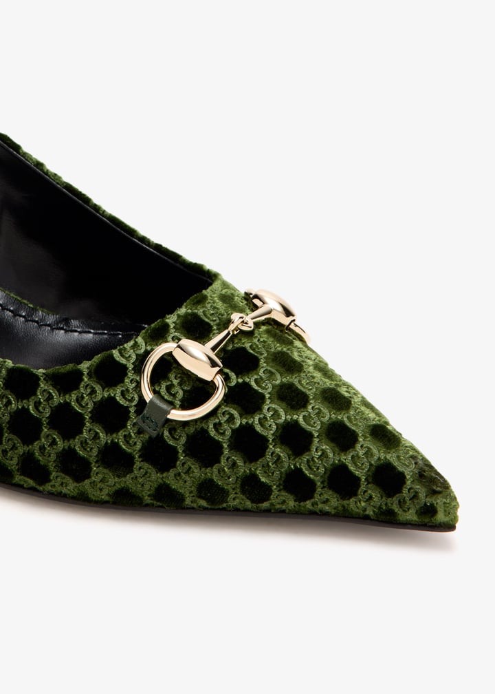 Gucci Horsebit GG Suede Pumps