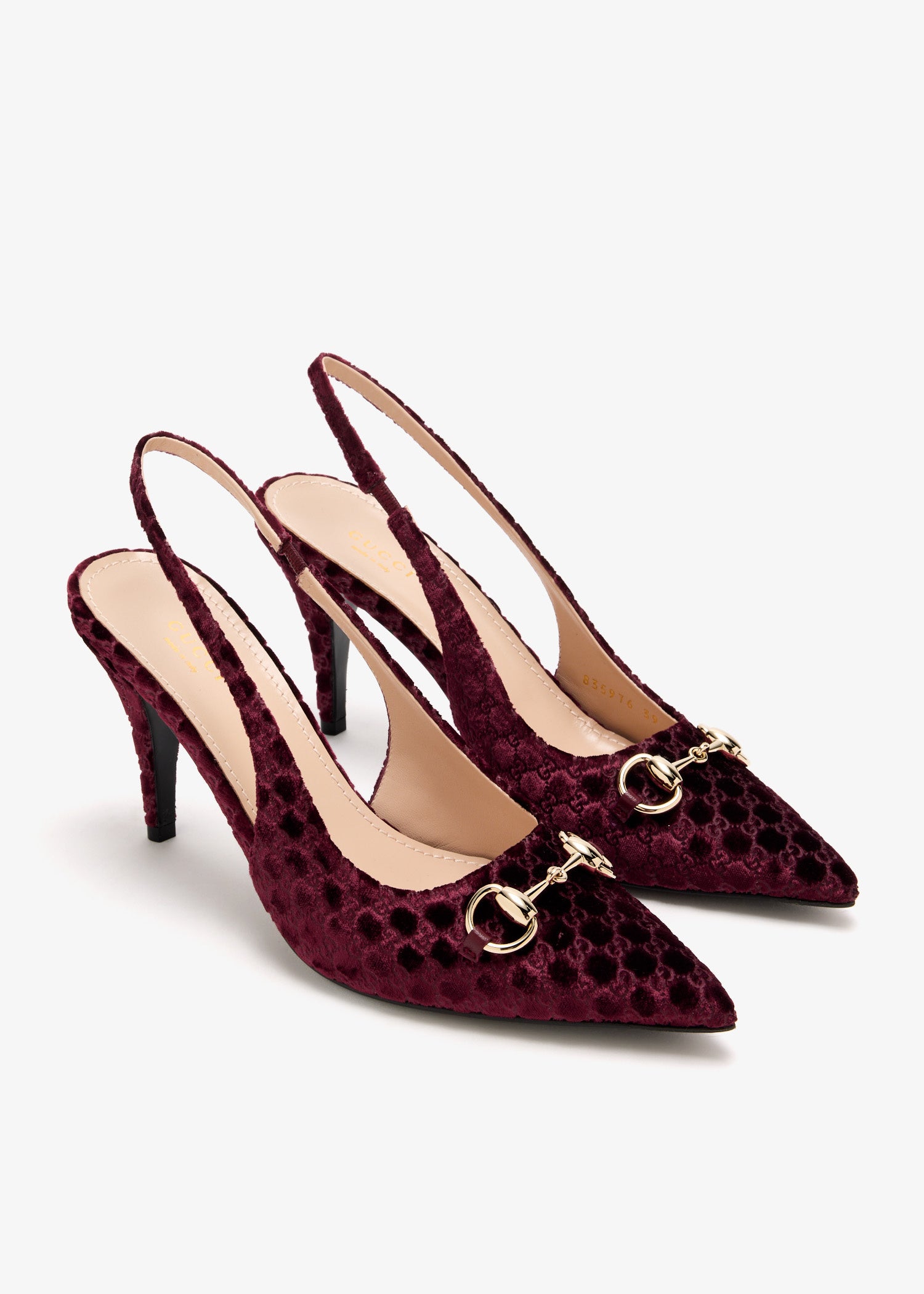 Gucci Horsebit GG Suede Slingback Pumps