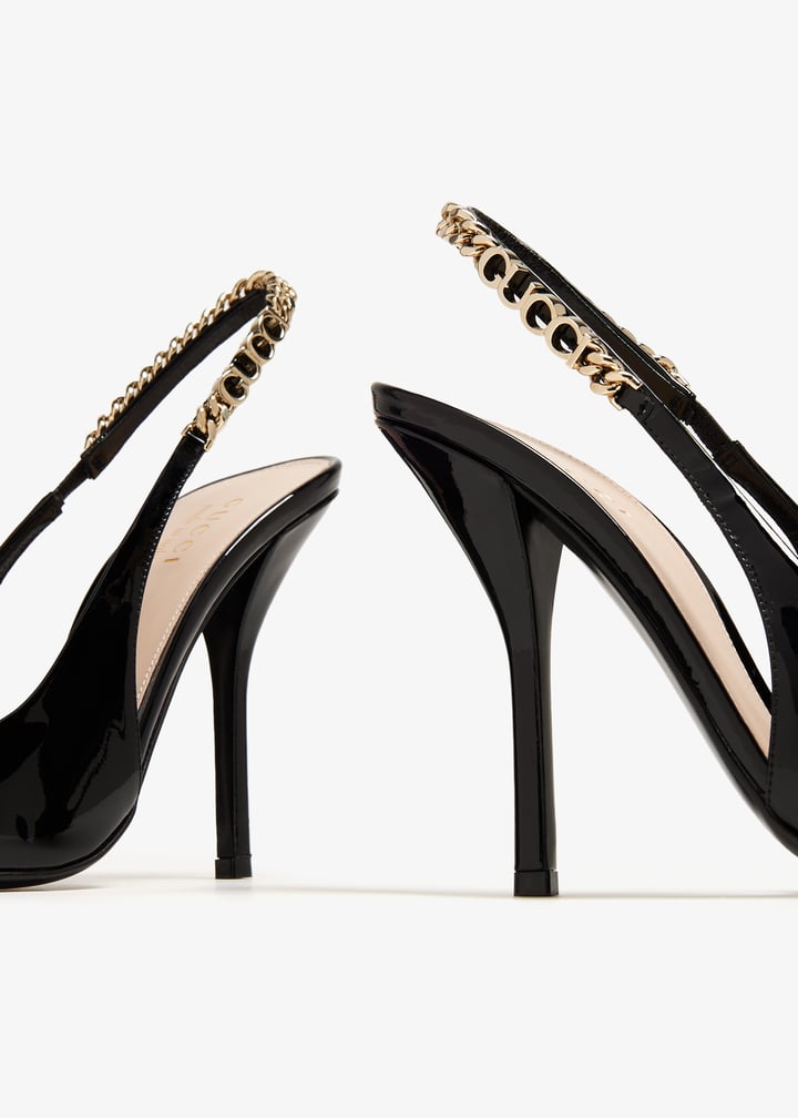Gucci Signoria Patent Slingbacks Pumps