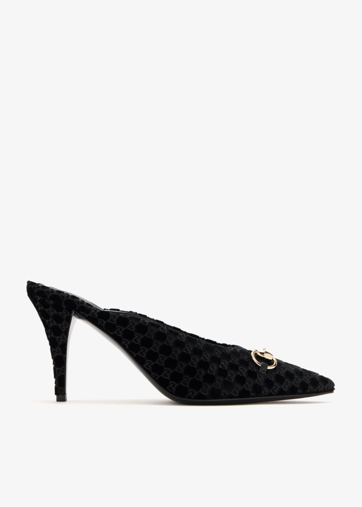 Gucci Horsebit GG Velvet Mules