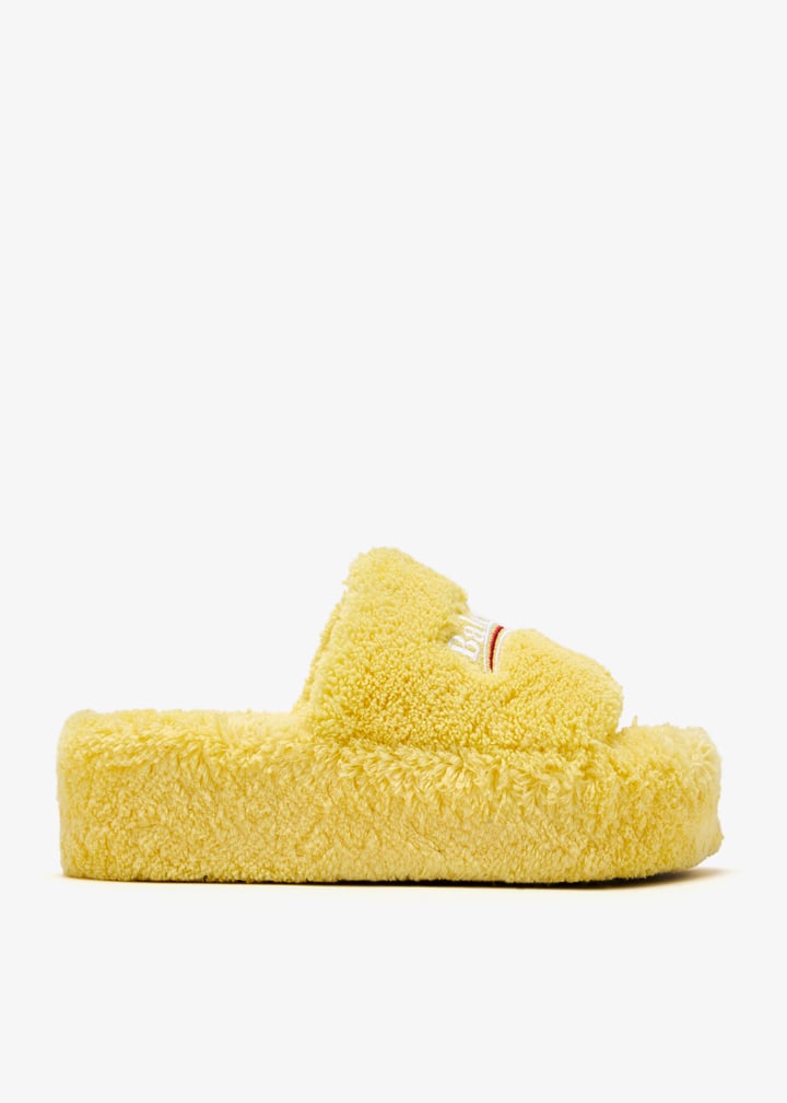 Balenciaga Furry Logo Platform Sandals