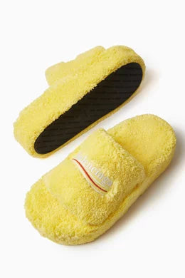 Balenciaga Furry Logo Platform Sandals