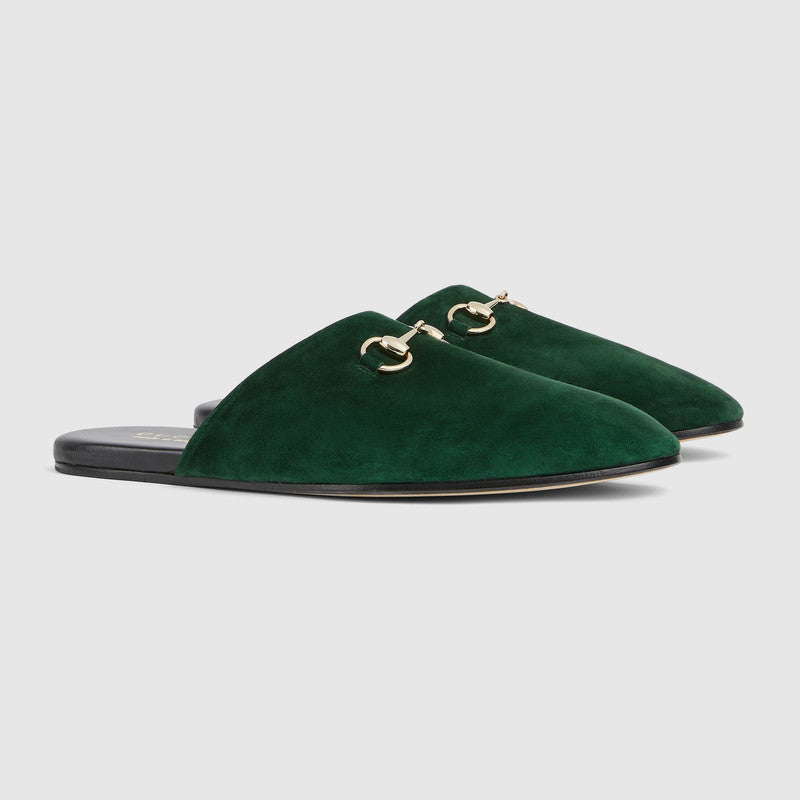 Gucci Horsebit Suede Mules