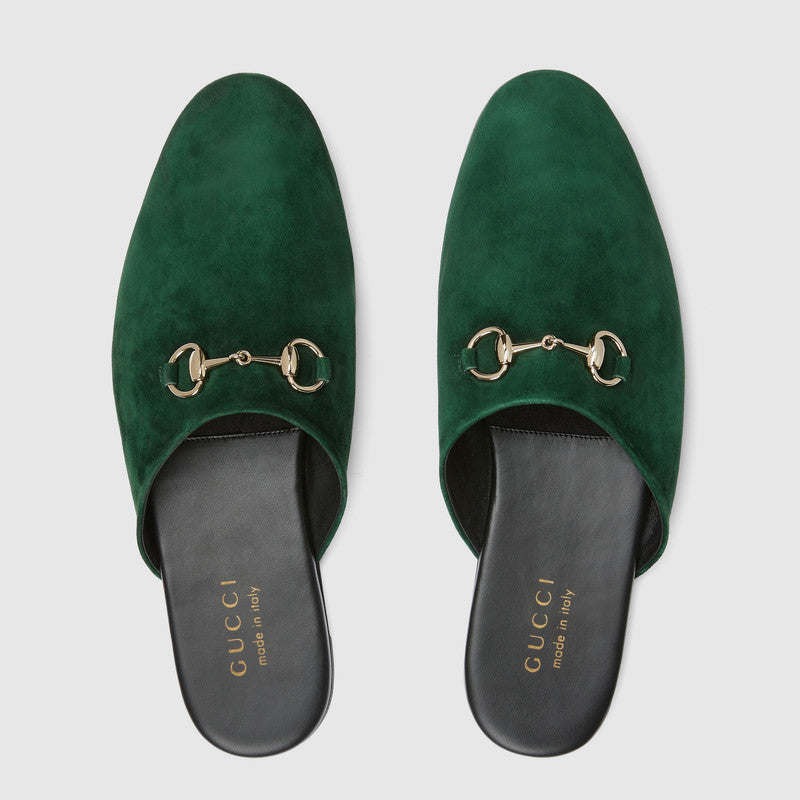 Gucci Horsebit Suede Mules