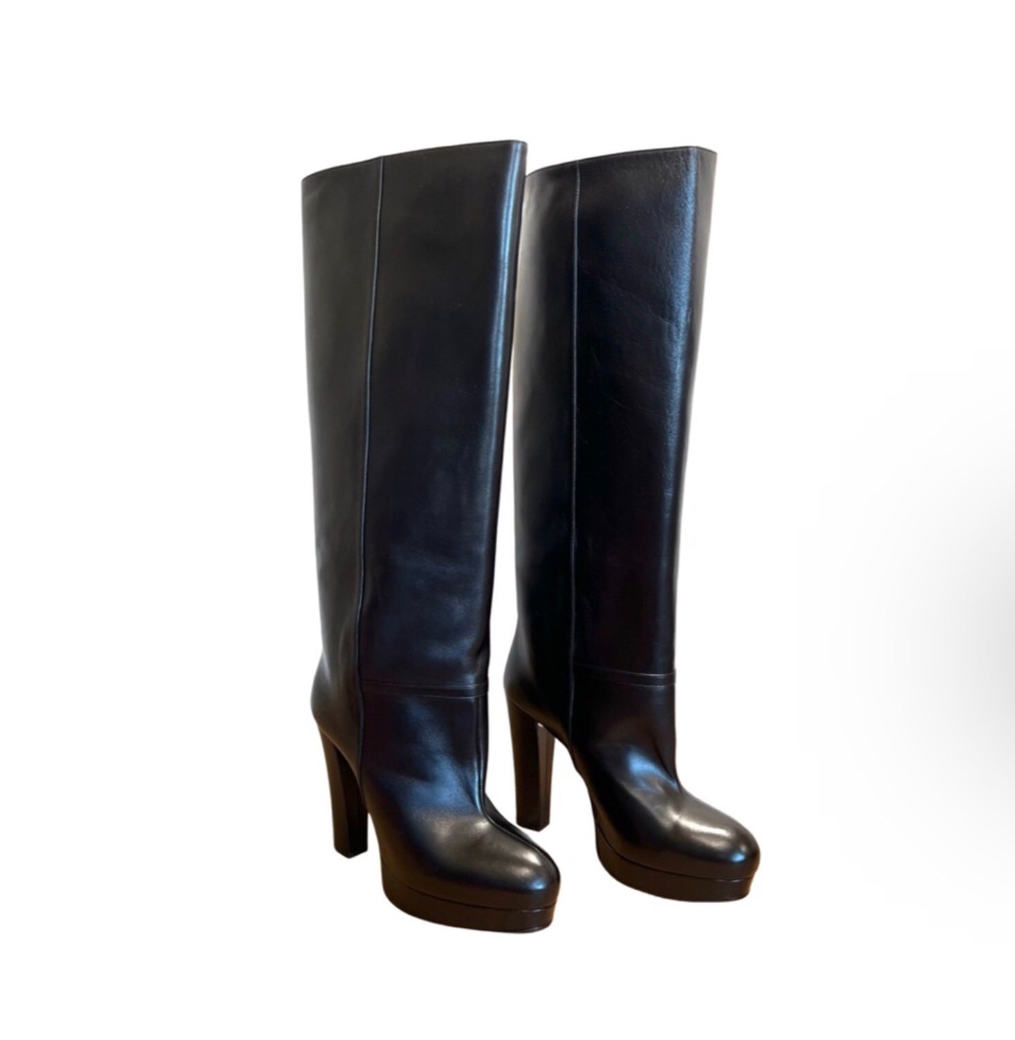 Gucci Ribbed Leather platform knee boots