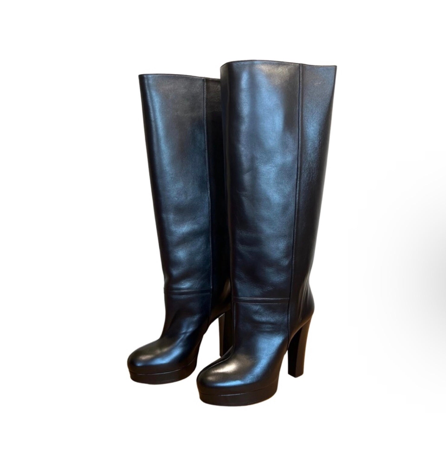 Gucci Ribbed Leather platform knee boots