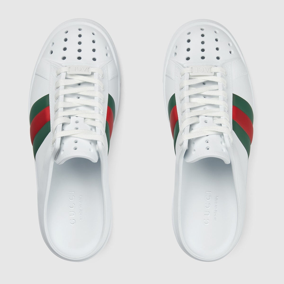 Gucci Ace Web Rubber Mules