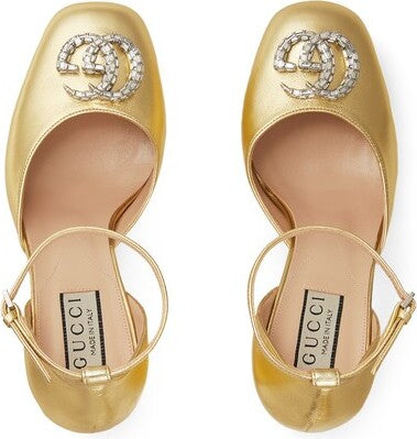 Gucci Crystal Double G Platform Pumps