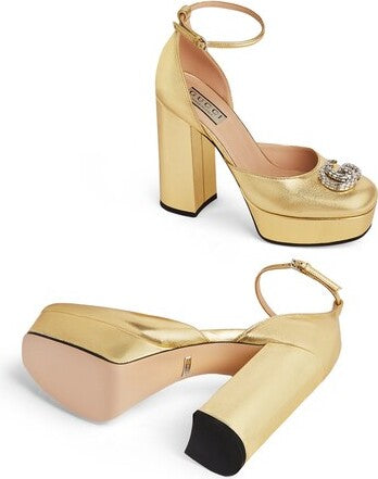 Gucci Crystal Double G Platform Pumps