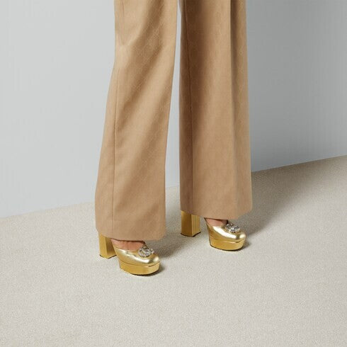 Gucci Crystal Double G Platform Pumps