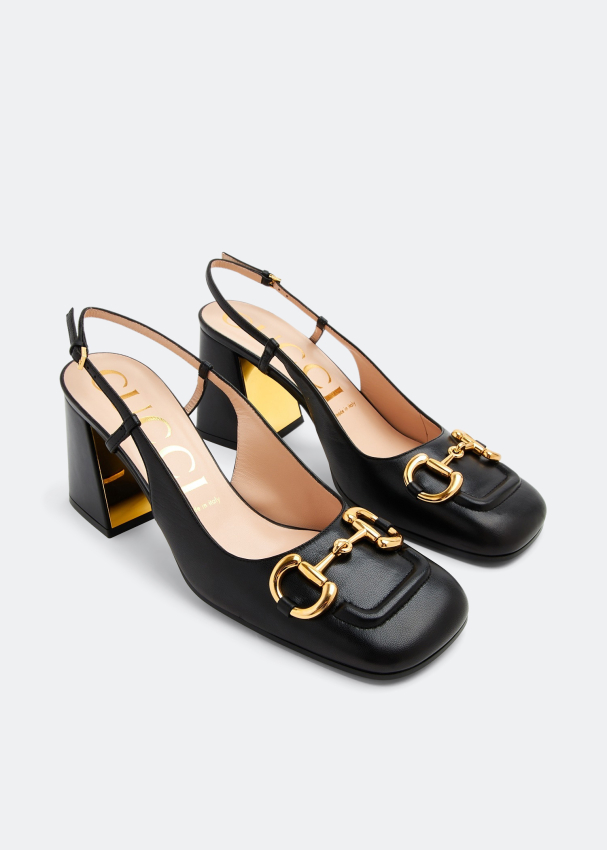 Gucci Horsebit Leather Slingback Pumps