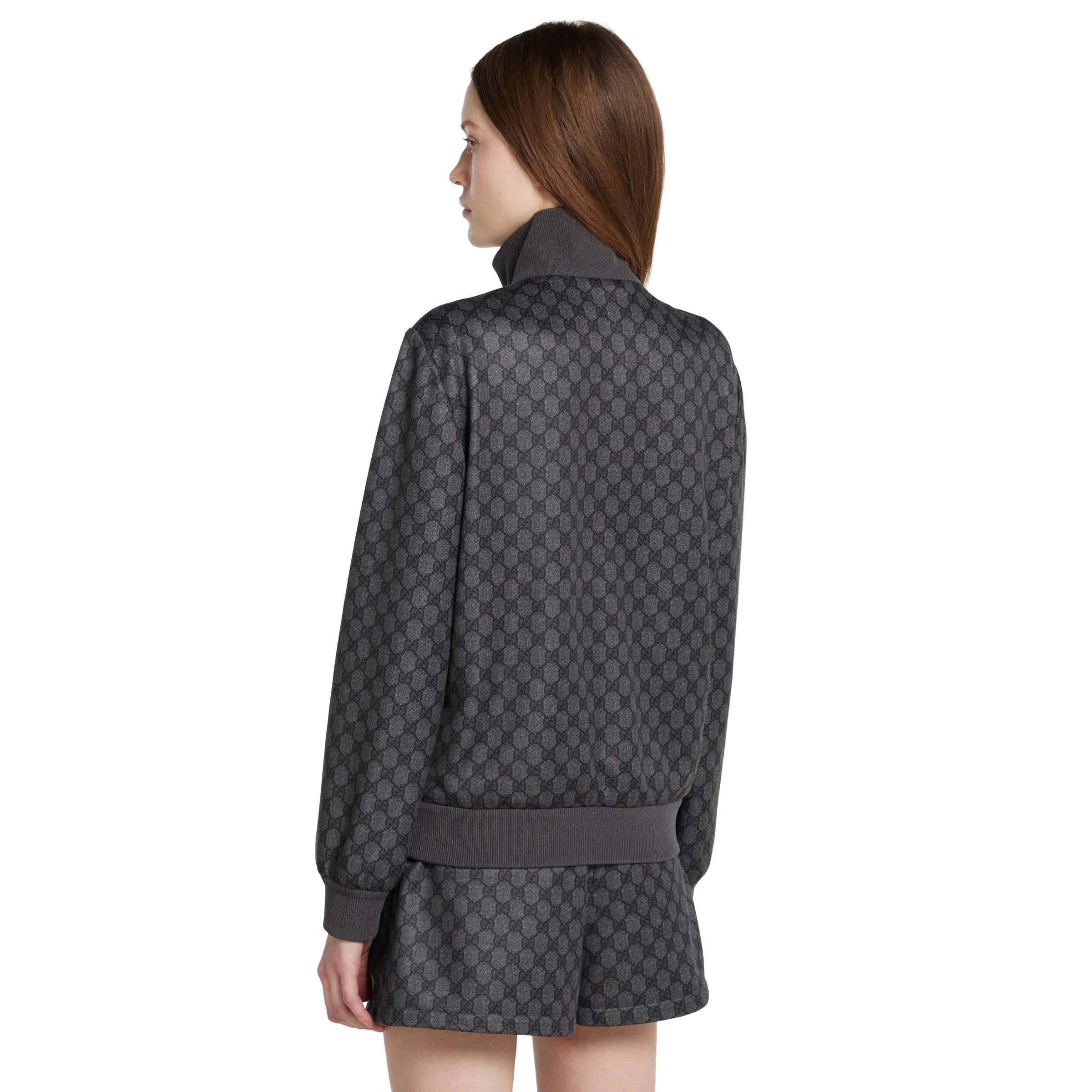Gucci GG Printed Technical Jersey Zip Sweatshirt