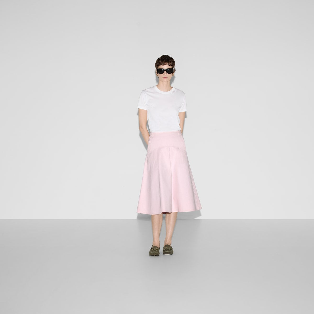 Gucci Embroidery Cotton Canvas Skirt