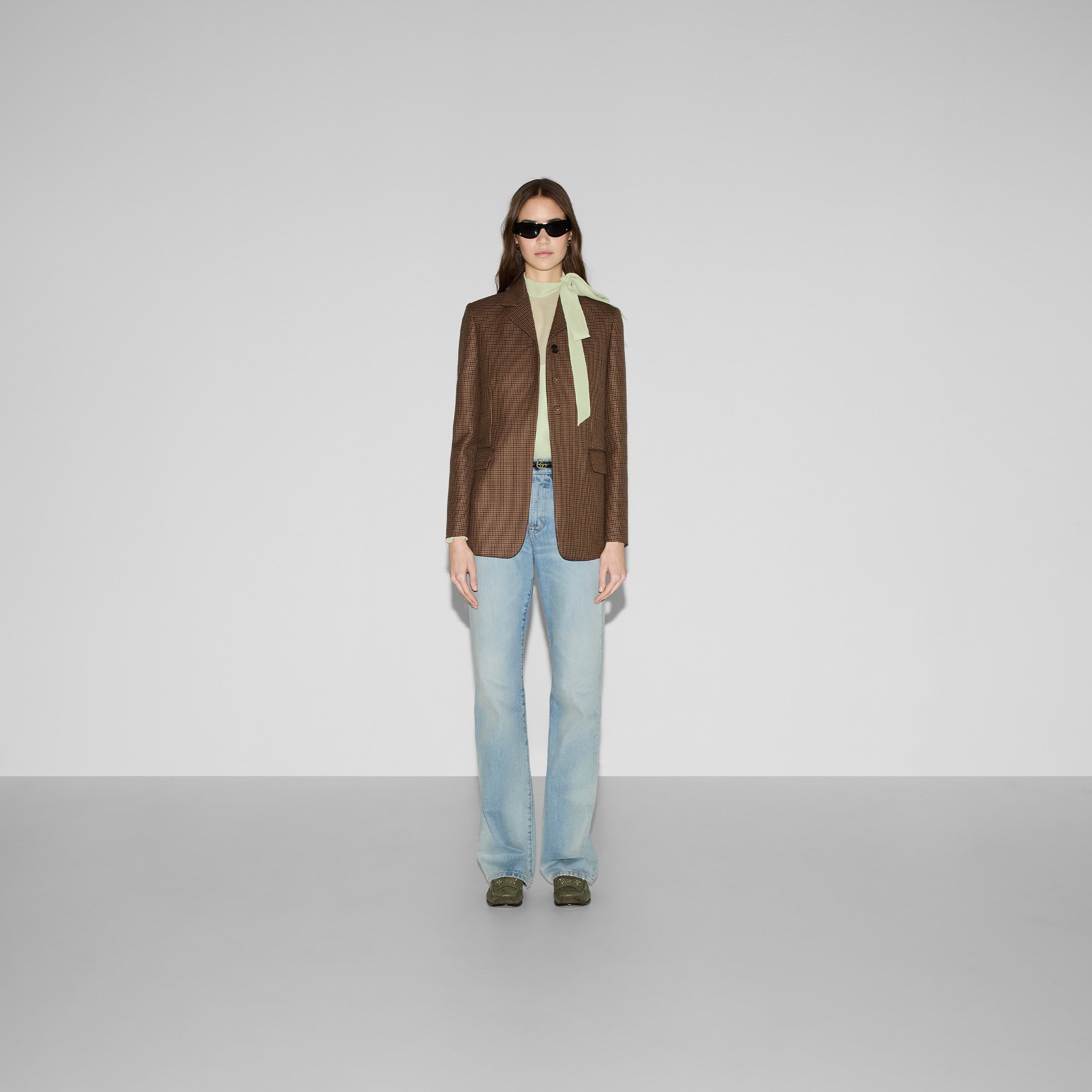 Gucci Houndstooth Embroidered Wool Jacket
