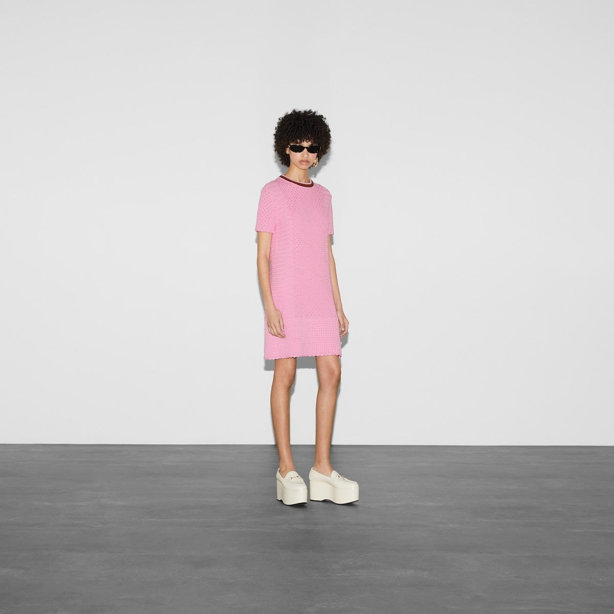 Gucci Web Crochet Effect Cotton Dress