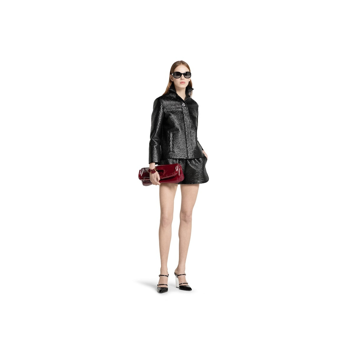 Gucci Diagonal Coated Wool Boxy Jacket