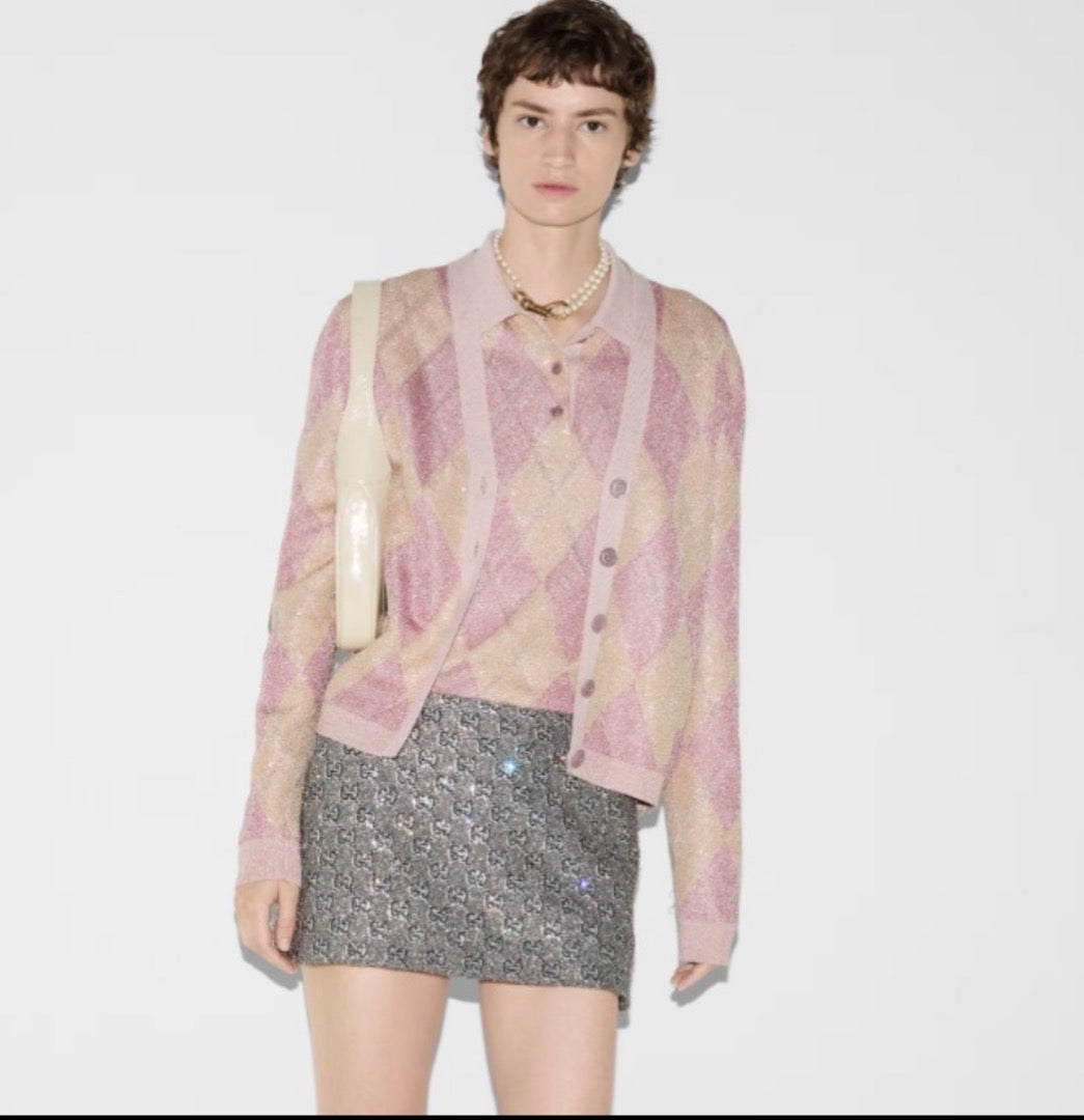 Gucci Viscore Lame Wool Cardigan