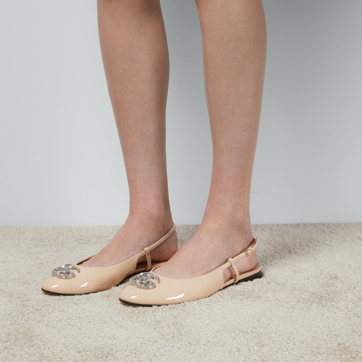 Gucci Crystal Double G Ballerina Flats