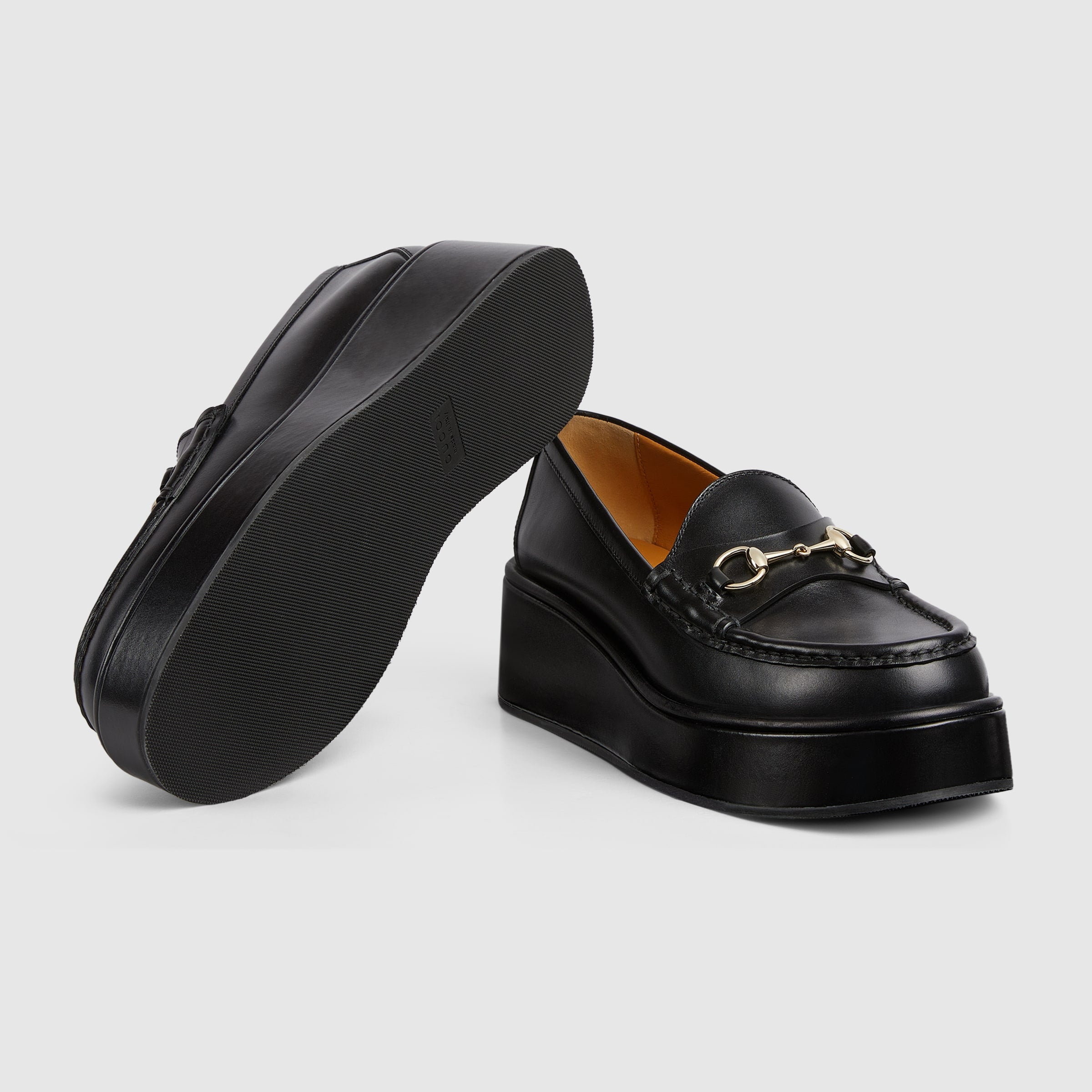 Gucci Horsebit Leather Wedge Loafers