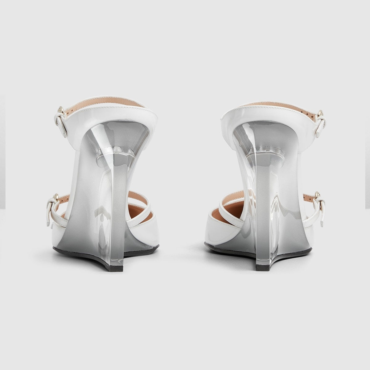 Gucci Logo Leather Wedge Mules