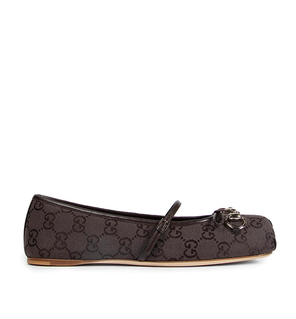 Gucci Bow Horsebit Tweed Ballet Flat