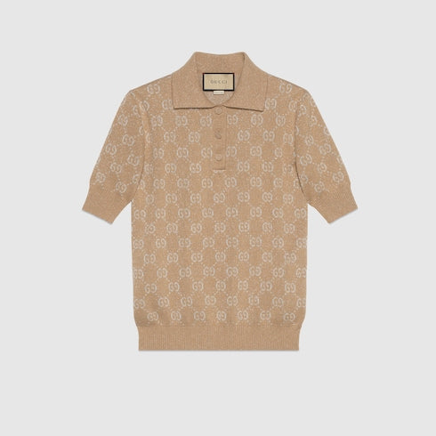 Gucci Lame GG Jacquard Knit Polo