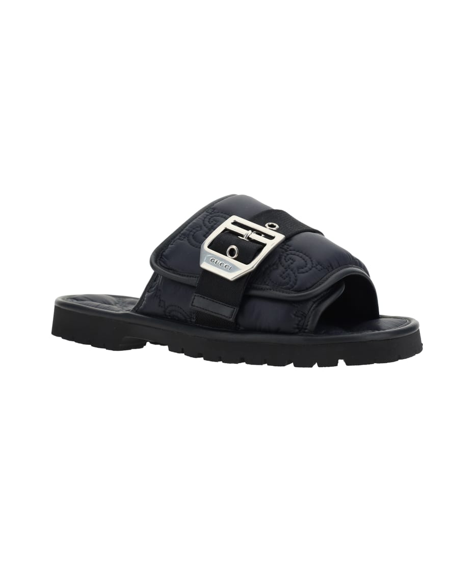 Gucci GG Buckle Nylon Slide Sandals