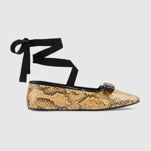 Gucci Interlocking G Python Ballet Flats