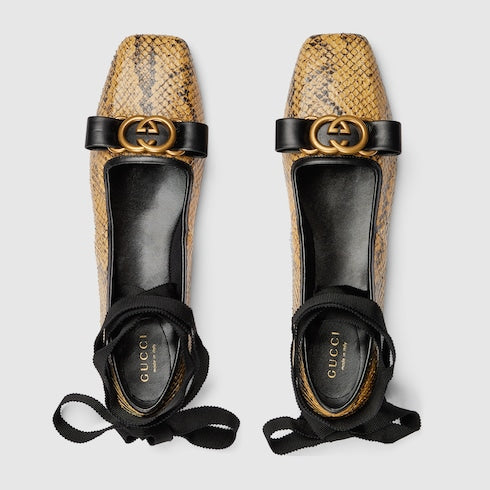 Gucci Interlocking G Python Ballet Flats