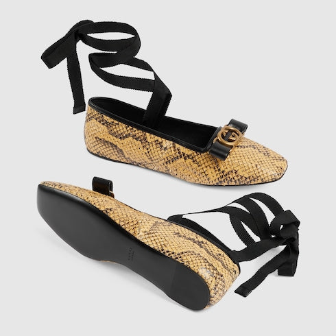Gucci Interlocking G Python Ballet Flats