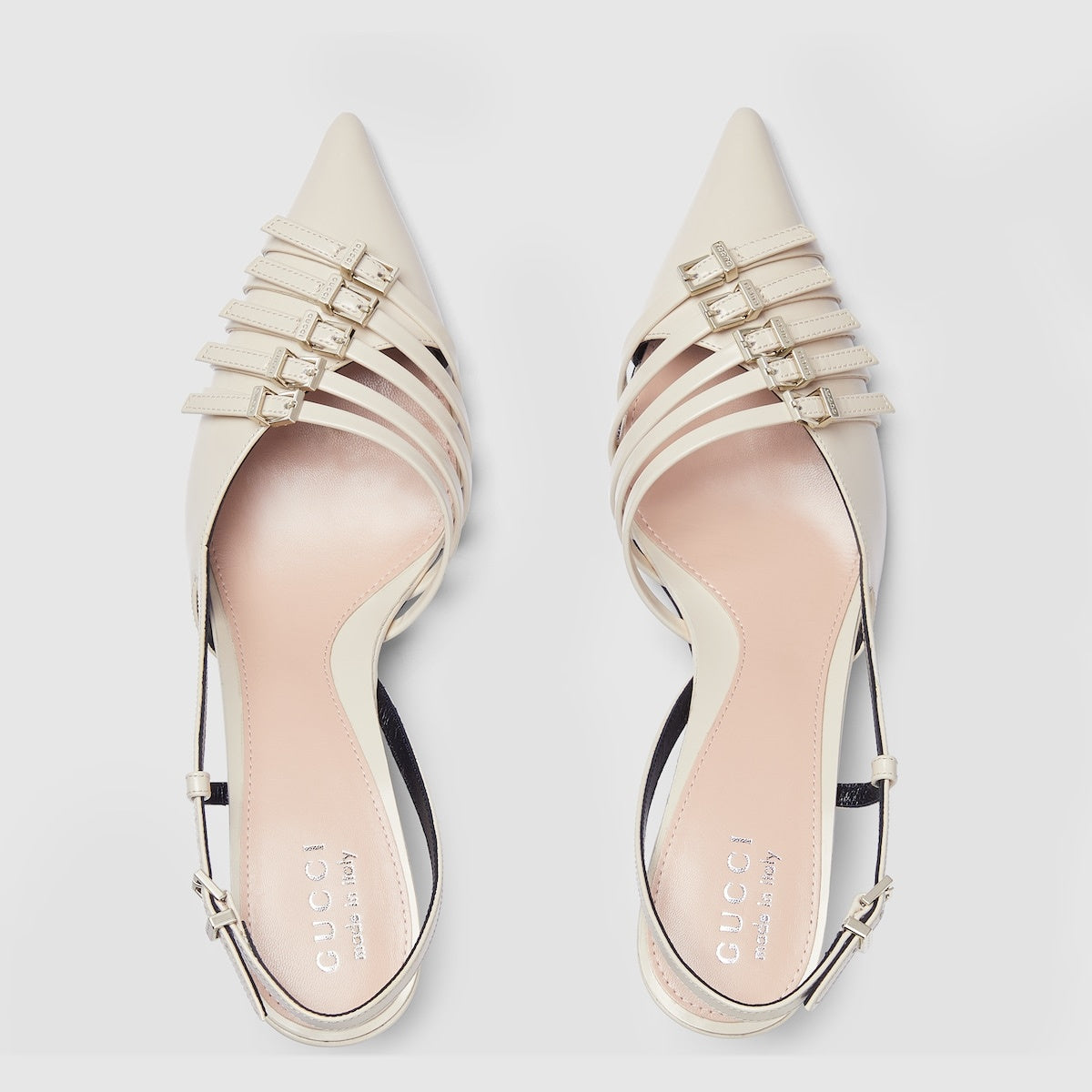 Gucci Regent Leather Buckles Slingback Pumps