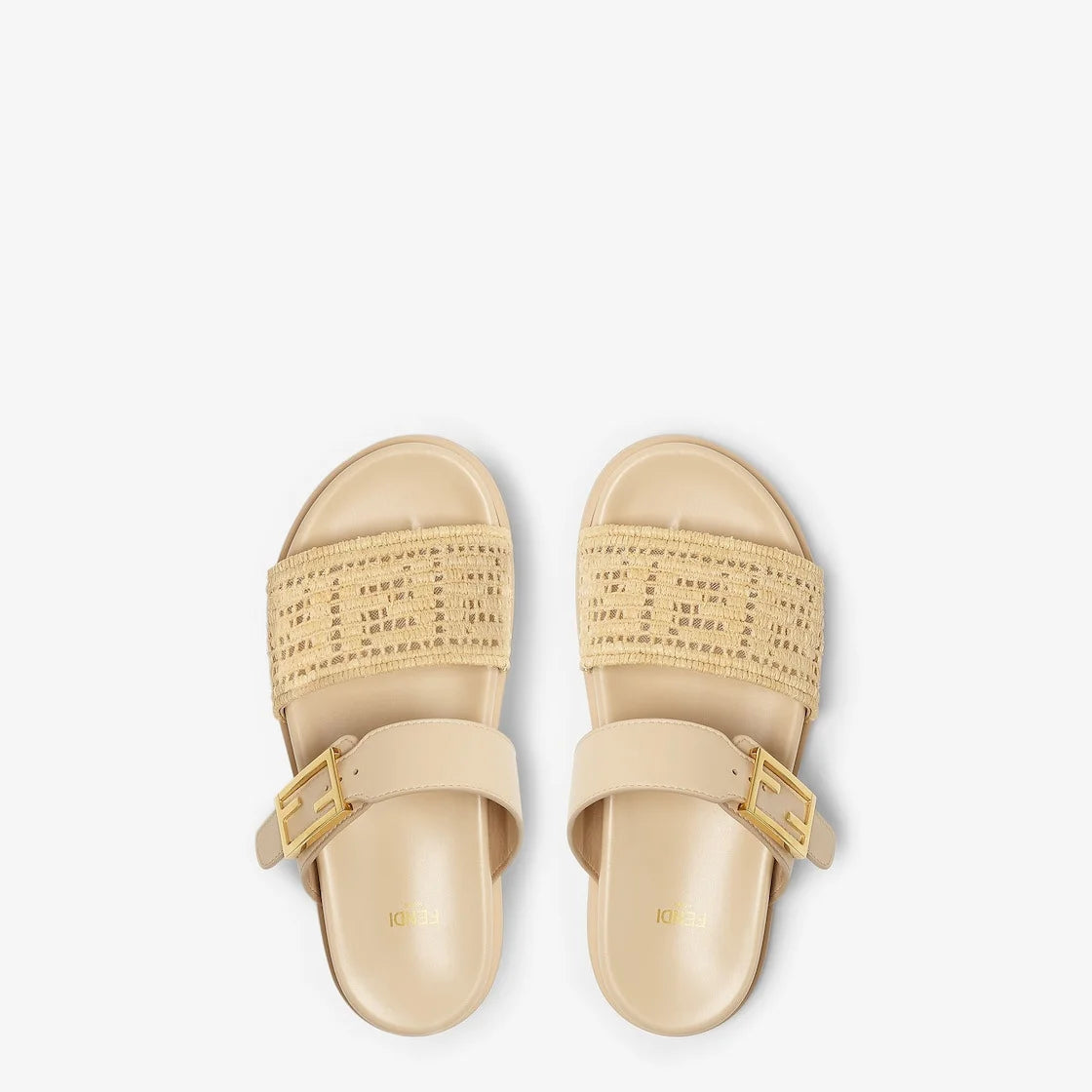 Fendi Feel Raffia Slides