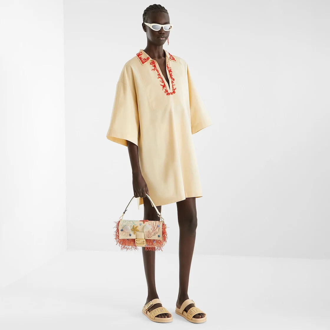 Fendi Feel Raffia Slides