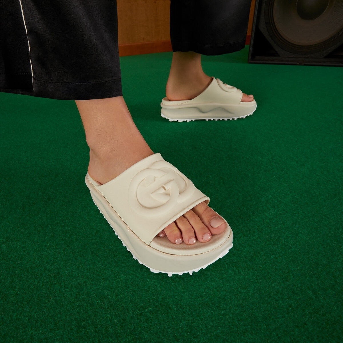 Gucci Interlocking G Rubber Slide Sandals