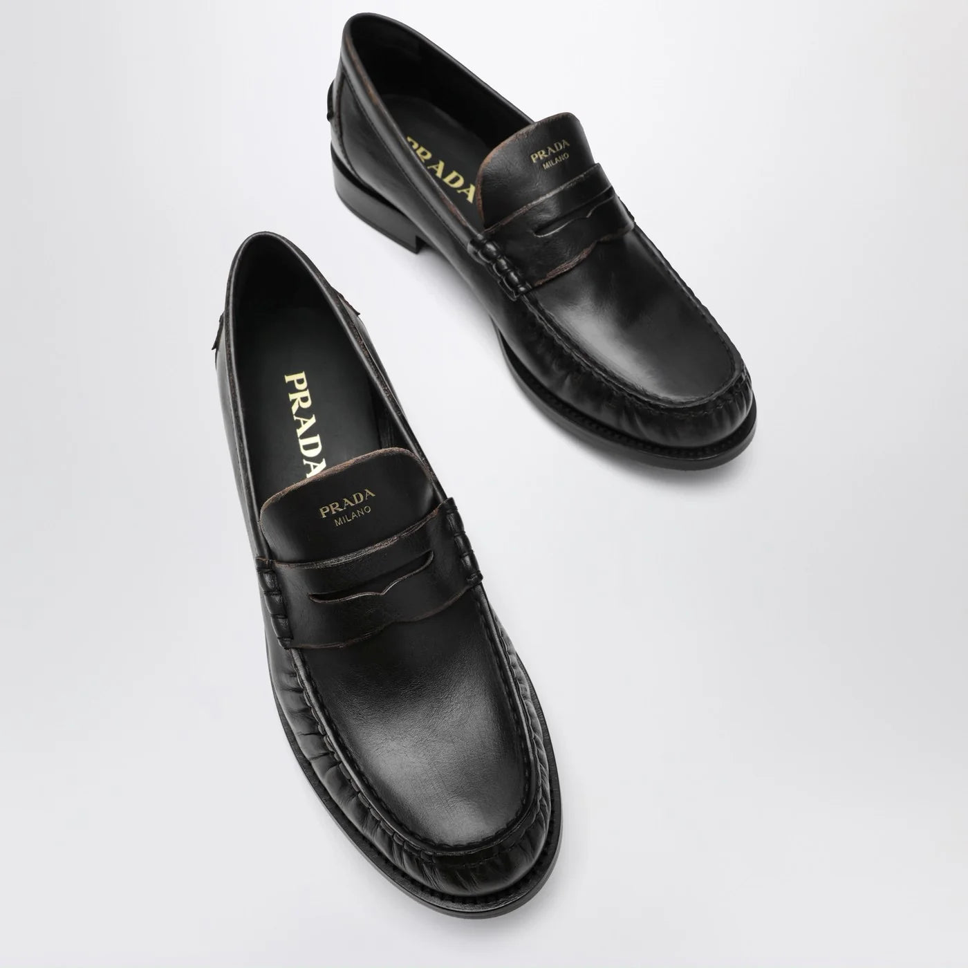 Prada Brushed Leather Loafers (120)