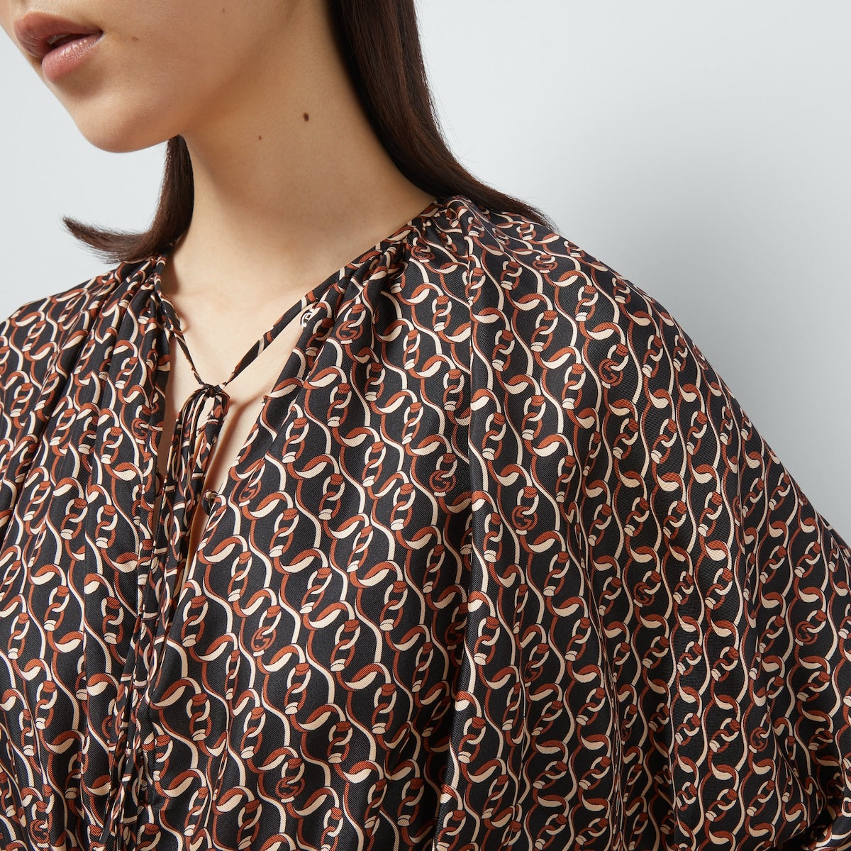 Gucci Interlocking G Chain Print Silk Dress