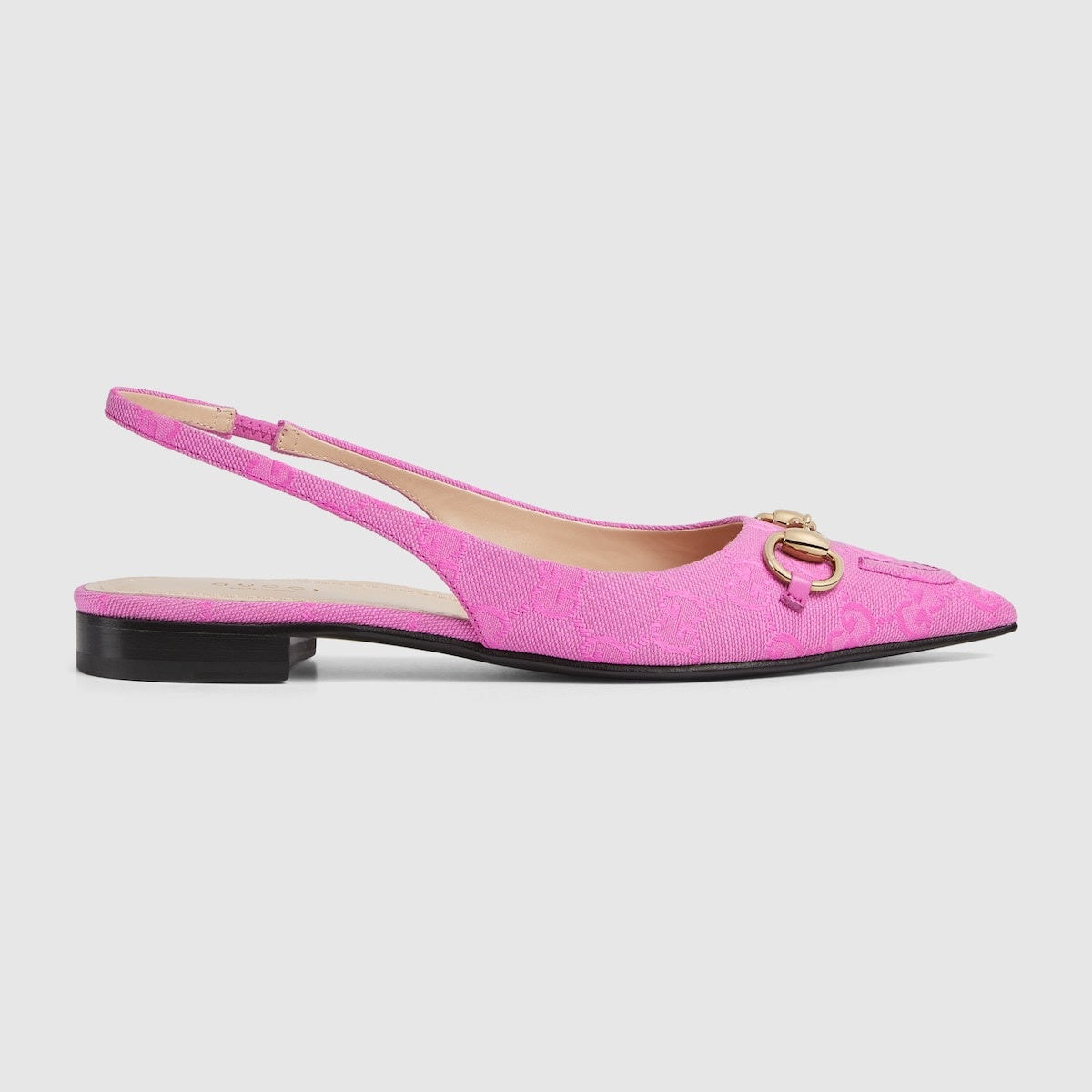 Gucci Horsebit GG Canvas Slingback Ballet Flats