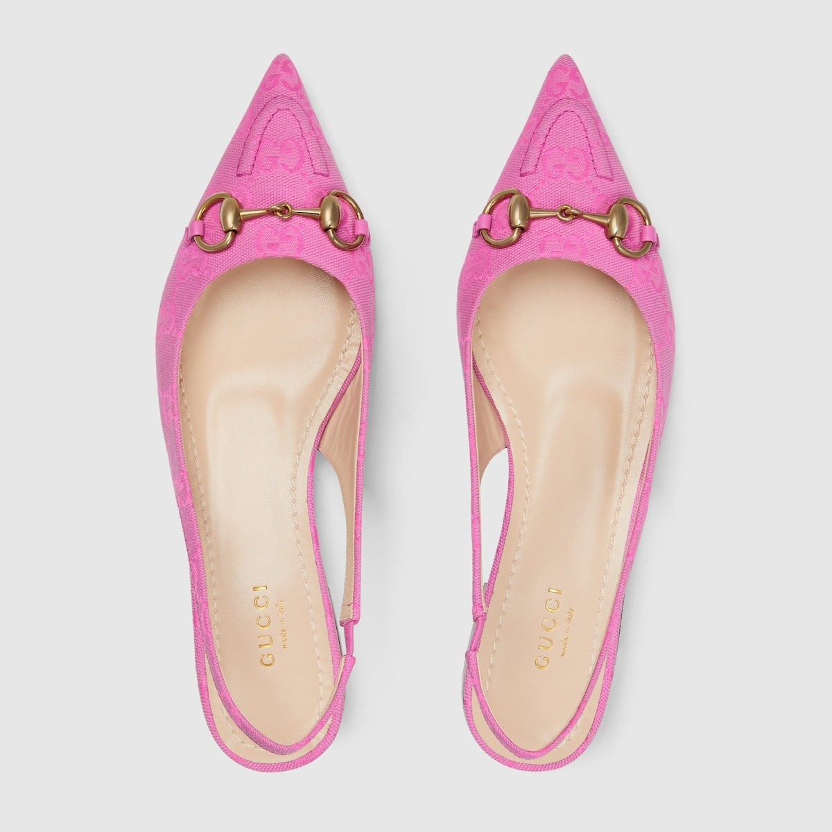 Gucci Horsebit GG Canvas Slingback Ballet Flats