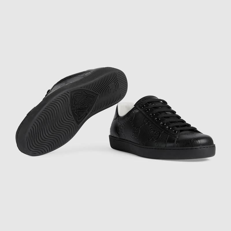 Gucci Ace GG Embossed Leather Sneakers