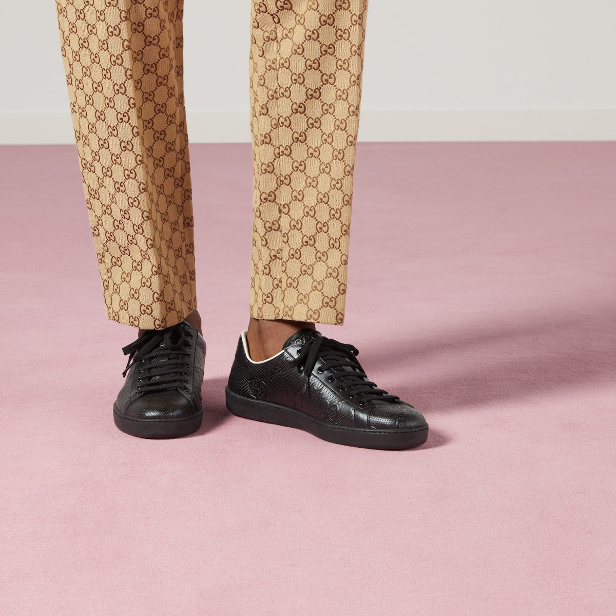 Gucci Ace GG Embossed Leather Sneakers