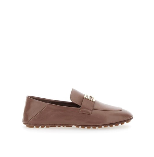 Fendi baguette brown leather loafers