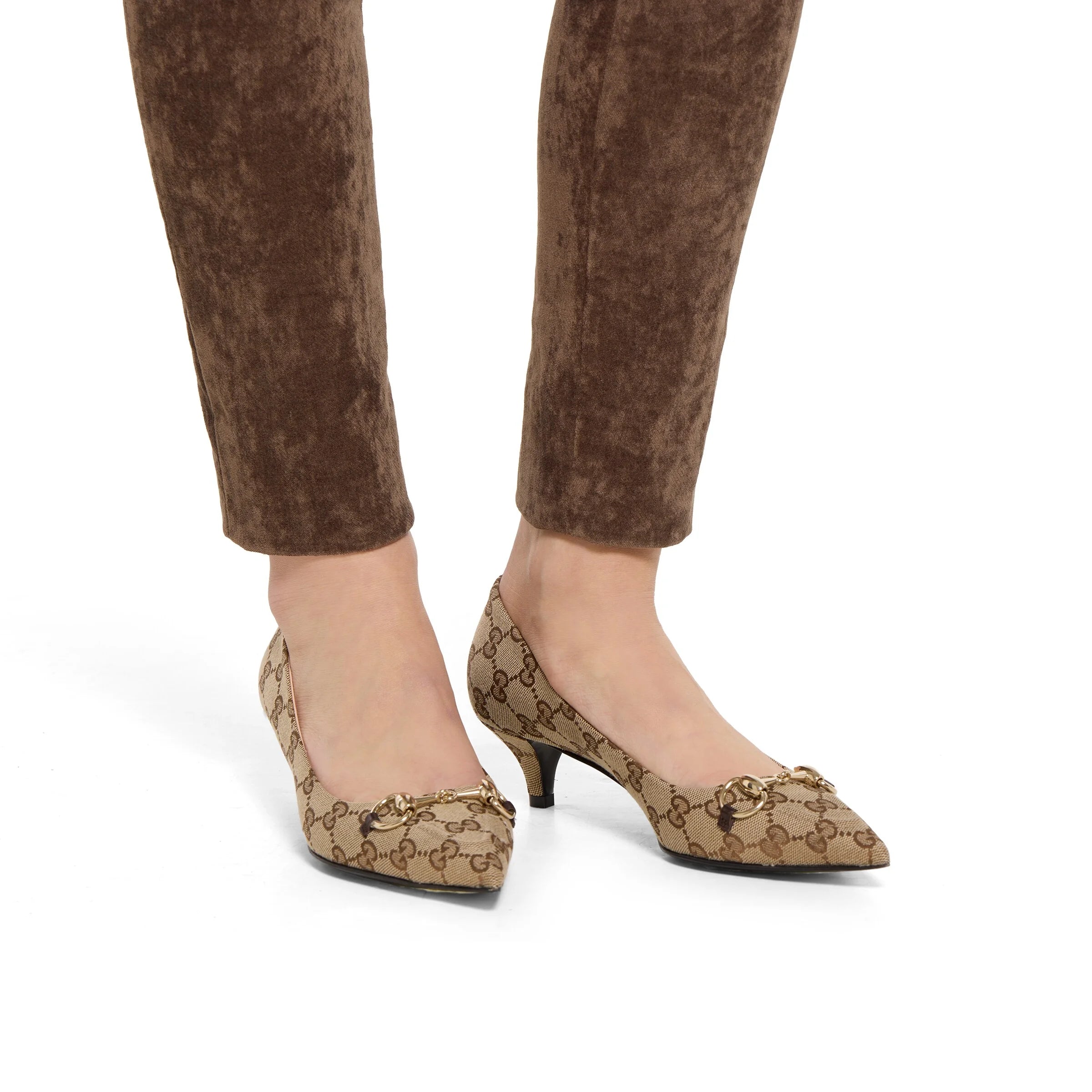 Gucci Horsebit Canvas Pumps