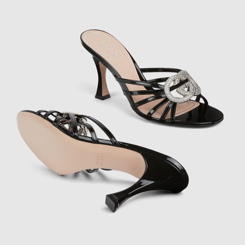 Gucci Interlocking G Crystal Sandals