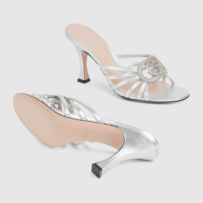 Gucci Interlocking G Crystal Sandals