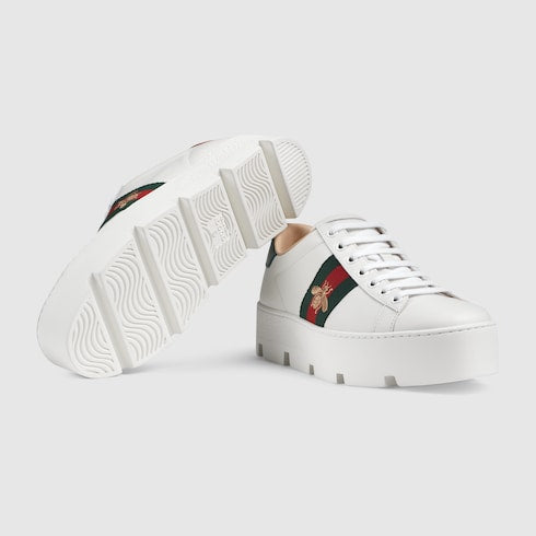 Gucci Ace Web Bee Platform Sneakers
